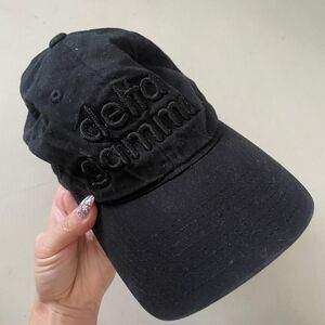 Delta Gamma Embossed Script Black Baseball Cap Hat OS